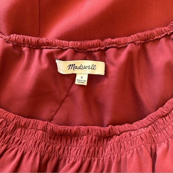 Madewell Silk One-Shoulder Burgundy Mini Dress Size 4 - Picture 6 of 13